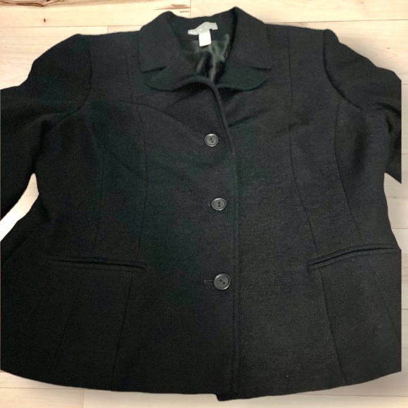 Kate Hill Virgin Wool Blend Black Blazer Jacket Size 14 - Picture 10 of 12